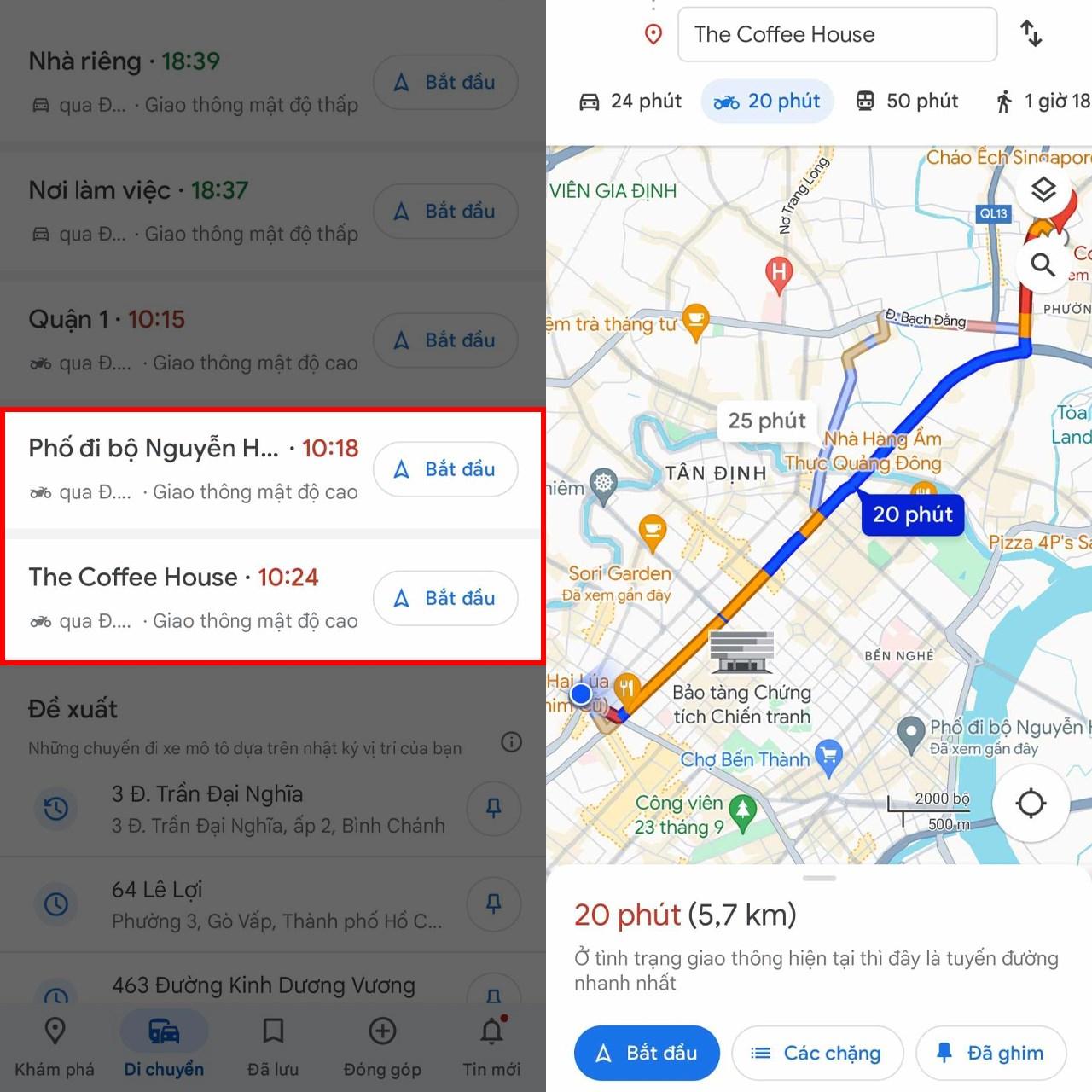 Cách lưu quãng đường trên Google Maps