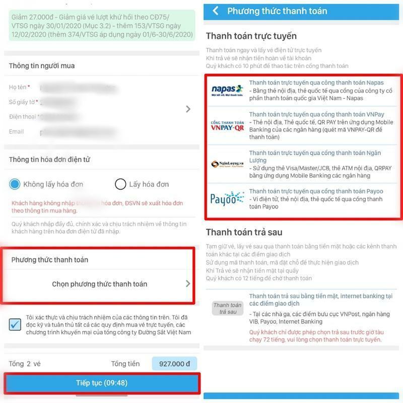 Chọn phương thức thanh toán