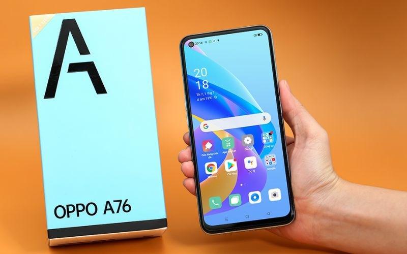 Điện thoại OPPO A76 với thiết kế trẻ trung, màu gradient đẹp mắt