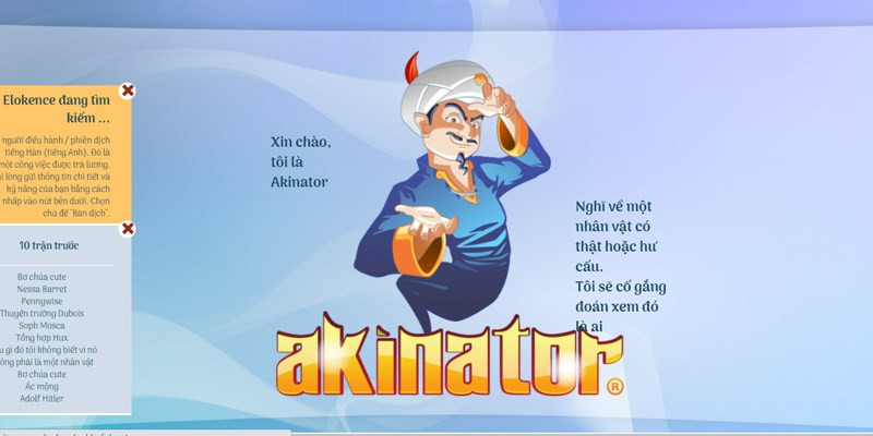 Chơi Akinator Tiếng Việt: Thần Đèn Đoán Suy Nghĩ Của Bạn