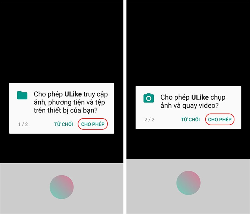 ALT: Cho phép Ulike truy cập camera để chụp ảnh