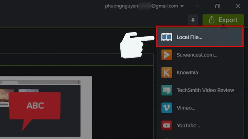 alt: Chọn Local File trong Camtasia