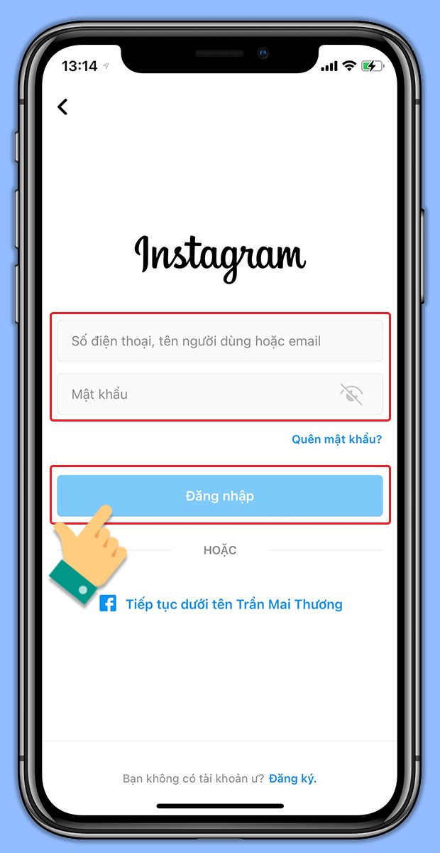 alt: Đăng nhập tài khoản Instagram