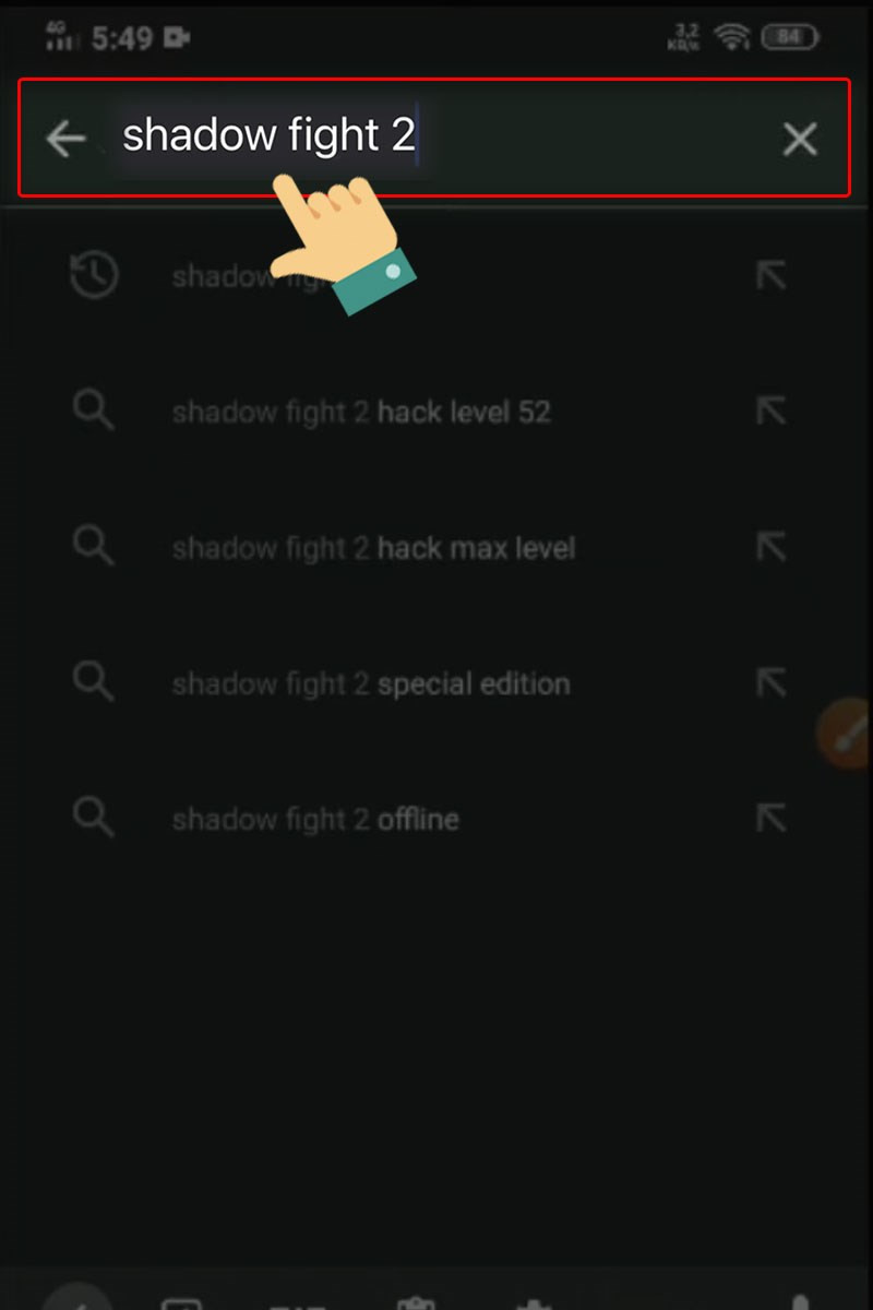 alt: Giao diện Google Play Store với ô tìm kiếm game Shadow Fight 2