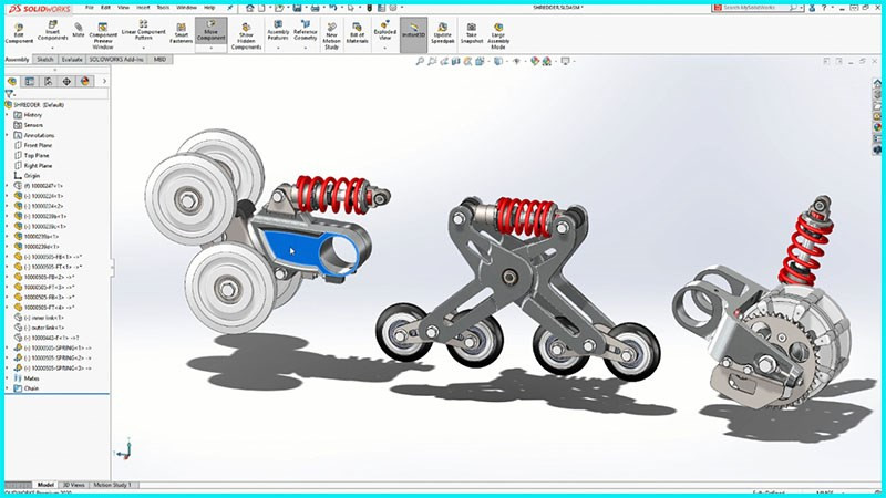 alt: Hình ảnh minh họa ứng dụng của Solidworks trong nhiều lĩnh vực khác nhau như thiết kế máy móc, kiến trúc và sản phẩm.