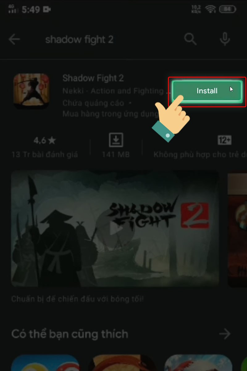 alt: Nút cài đặt game Shadow Fight 2 trên Google Play Store