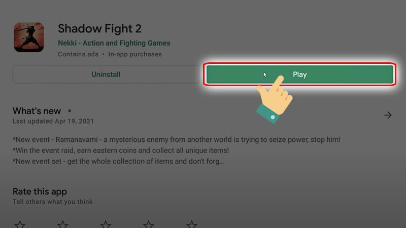 alt: Nút Play trên LDPlayer để bắt đầu chơi Shadow Fight 2