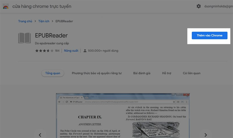 alt text: Cài đặt tiện ích EPUBReader trên Chrome