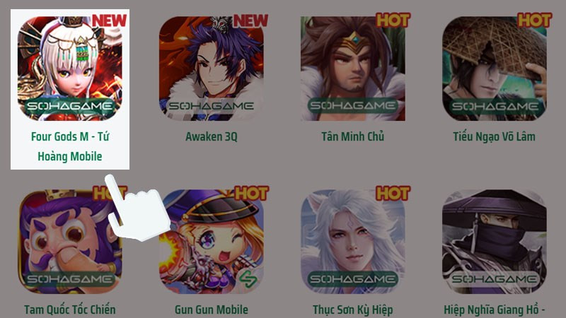 alt text: Chọn game Tứ Hoàng Mobile