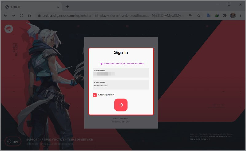 alt text: Đăng nhập tài khoản RIOT NA để tải game