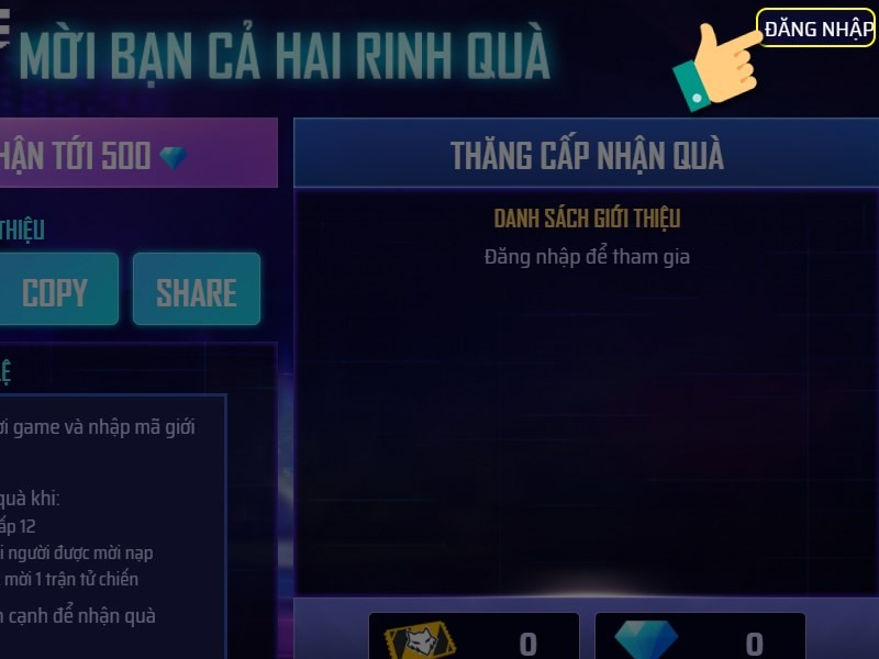 alt text: Đăng nhập vào trang sự kiện Free Fire