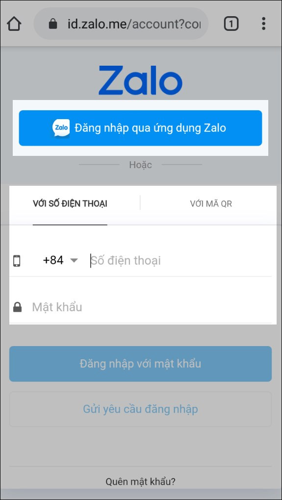 alt text: Đăng nhập Zalo OA