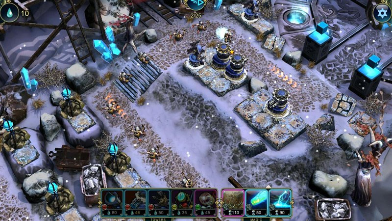 alt text: Defenders: Tower Defense Origins - Hình ảnh người hùng đang chiến đấu với quái vật