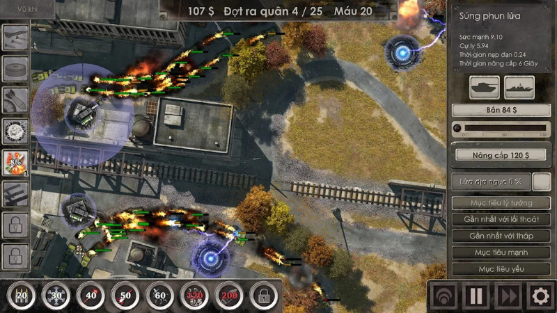 alt text: Defense Zone 3 - Cảnh chiến đấu trong game với xe tăng và máy bay