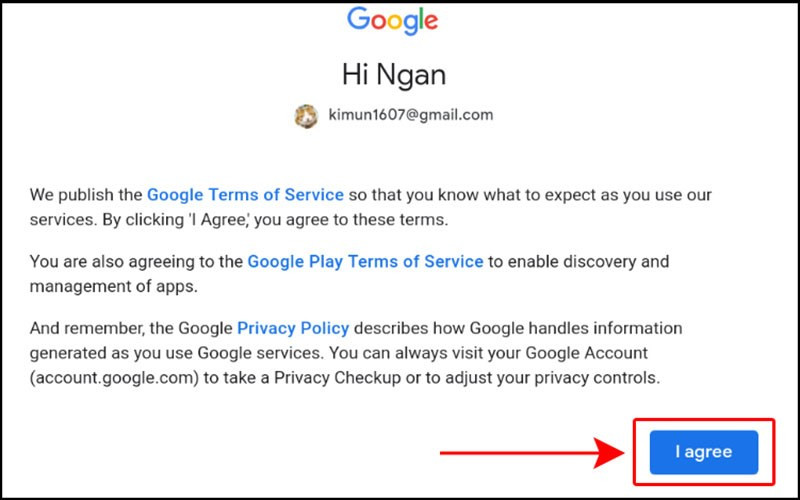 alt text: Đồng ý điều khoản Google
