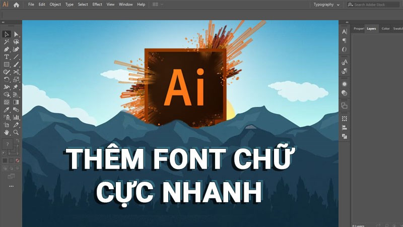 Alt text: Giao diện Adobe Illustrator hiển thị danh sách các font chữ đã được cài đặt