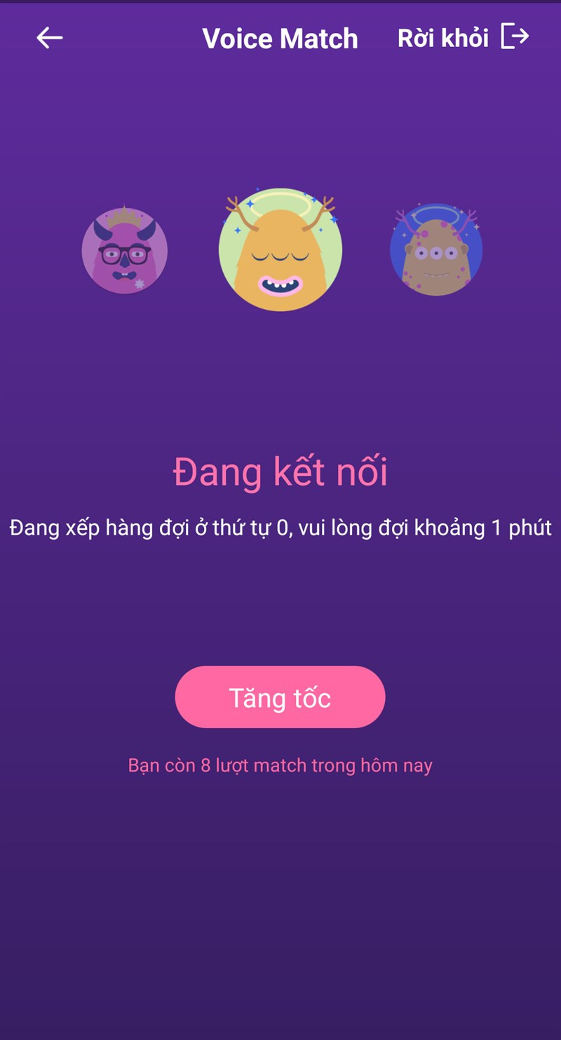 alt text: Giao diện cuộc gọi Voice Match trên Litmatch