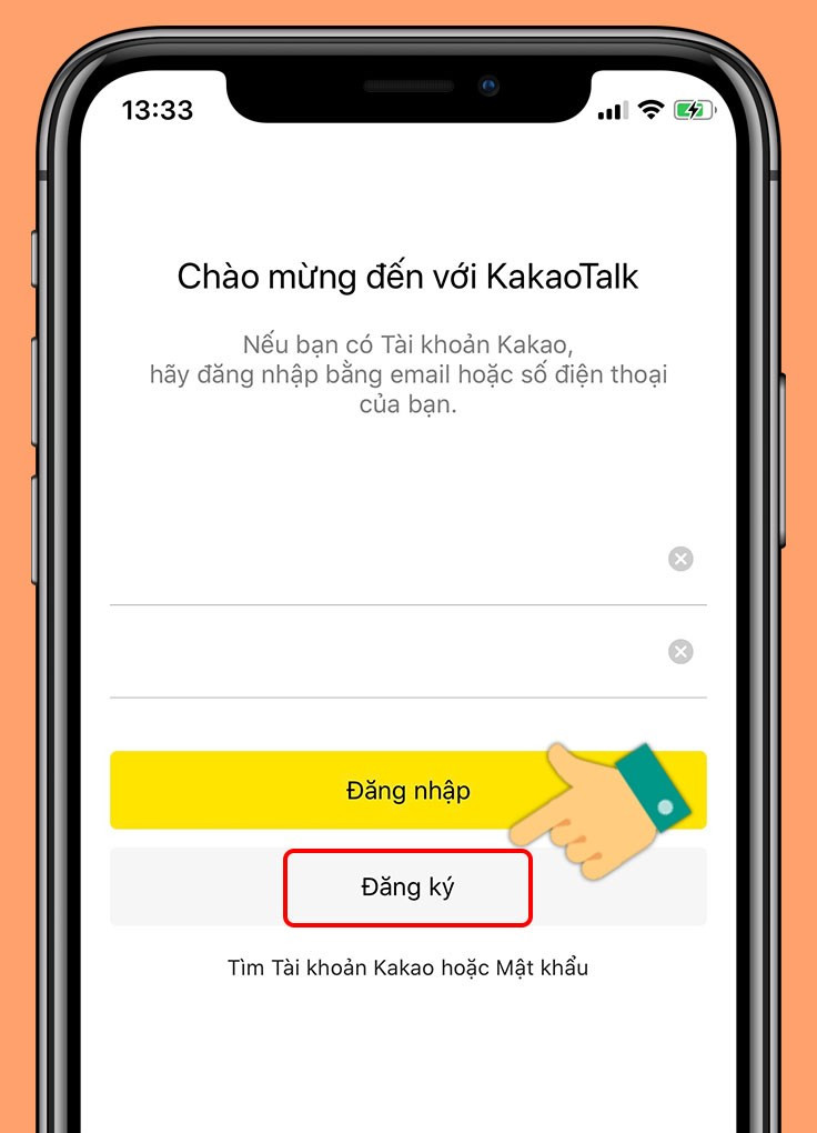 alt text: Giao diện đăng ký KakaoTalk