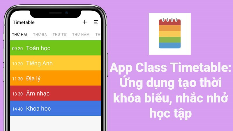 Alt text: Giao diện ứng dụng Class Timetable