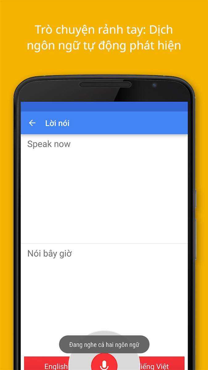 alt text: Giao diện ứng dụng Google Dịch, cho phép phiên dịch văn bản và giọng nói.