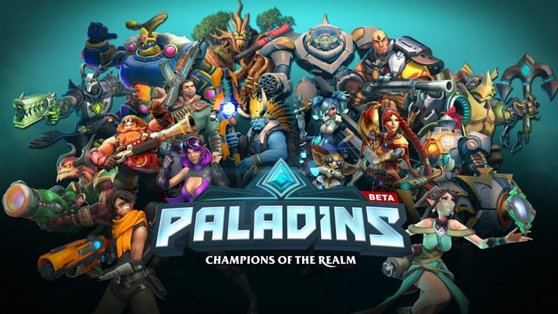 alt text: Hình ảnh gameplay Paladins với các tướng đang giao tranh