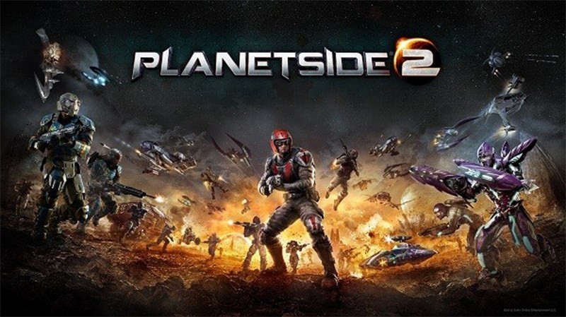 alt text: Hình ảnh gameplay PlanetSide 2 với chiến trường rộng lớn