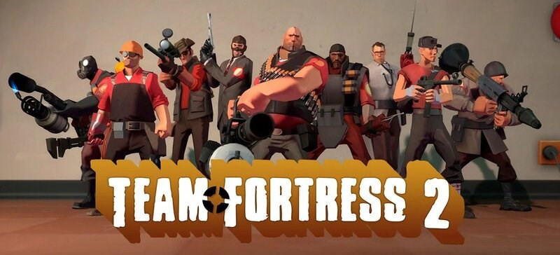 alt text: Hình ảnh gameplay Team Fortress 2 với các nhân vật đầy màu sắc