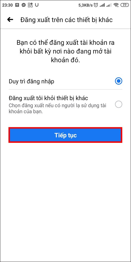 alt text: Lựa chọn trạng thái đăng nhập