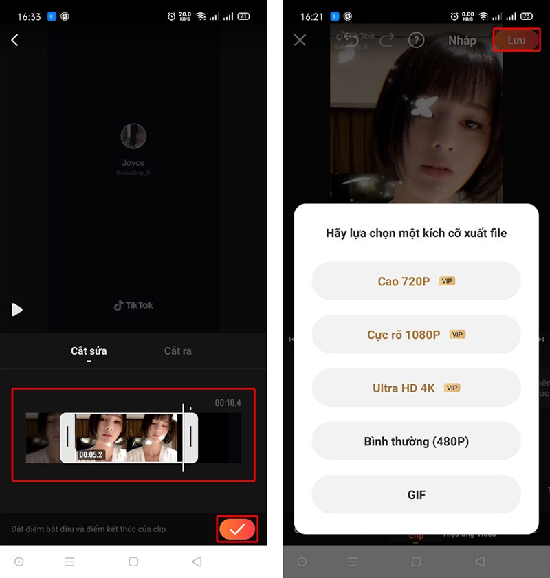 alt text: Lưu video đã chỉnh sửa trên VivaVideo