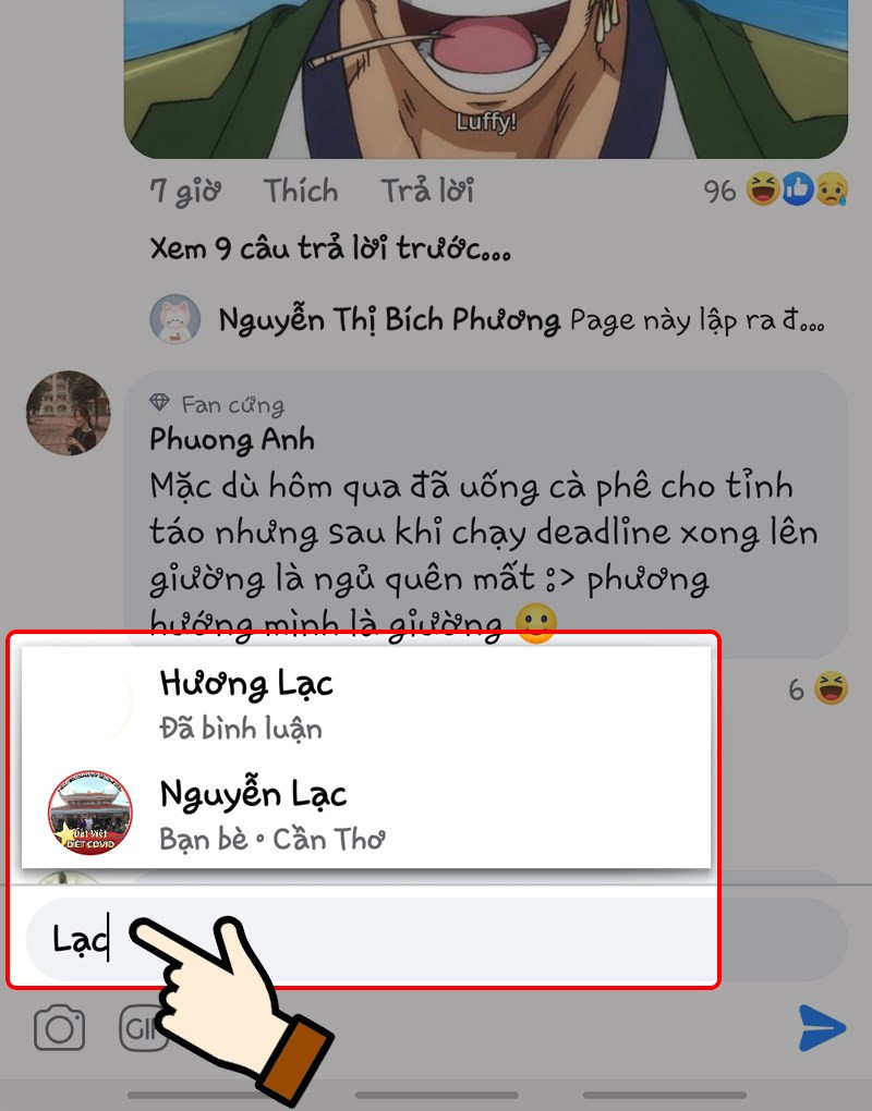 alt text: Nhập tên để tag bạn bè trên Facebook