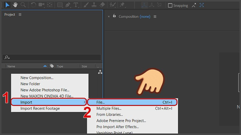 alt text: Nhập video vào After Effects