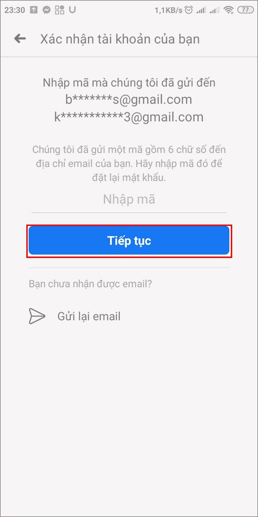 alt text: Ô nhập mã xác nhận