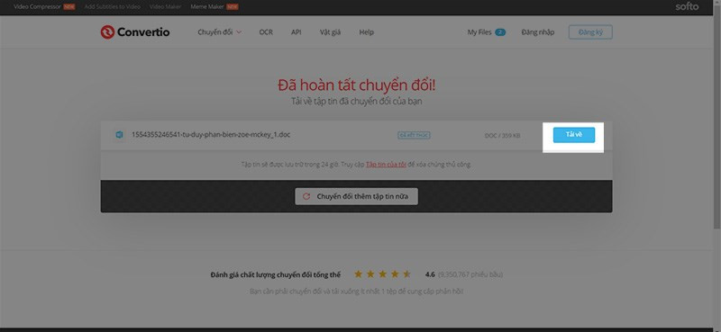 alt text: Tải file Word đã chuyển đổi