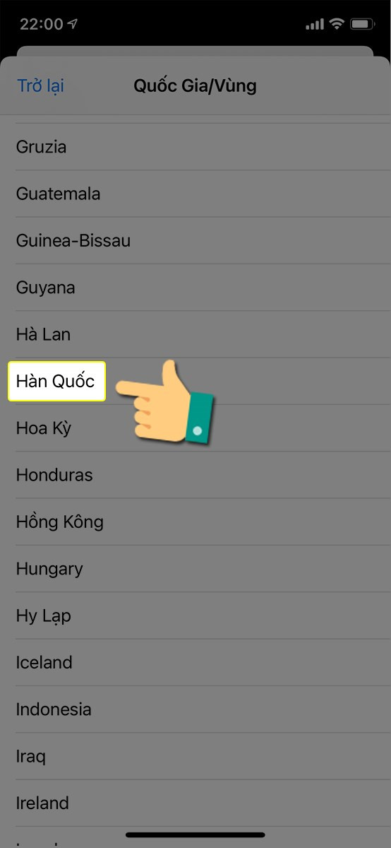 alt text: Thay đổi quốc gia/vùng trên App Store sang Hàn Quốc