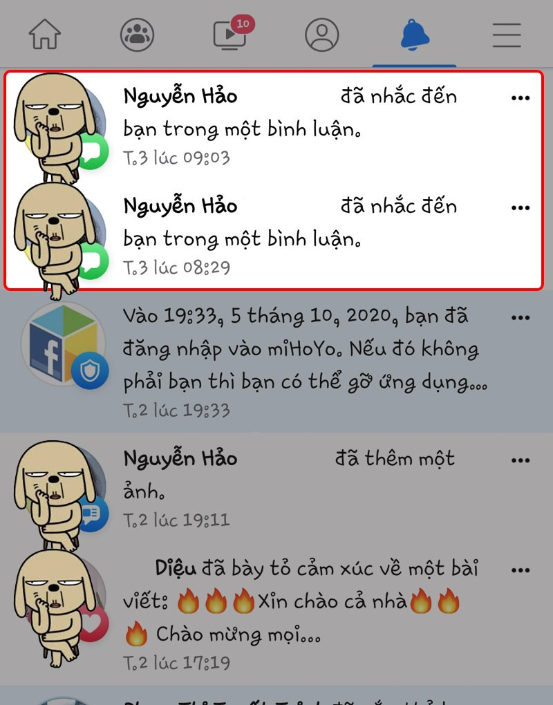 alt text: Thông báo được tag tên trên Facebook