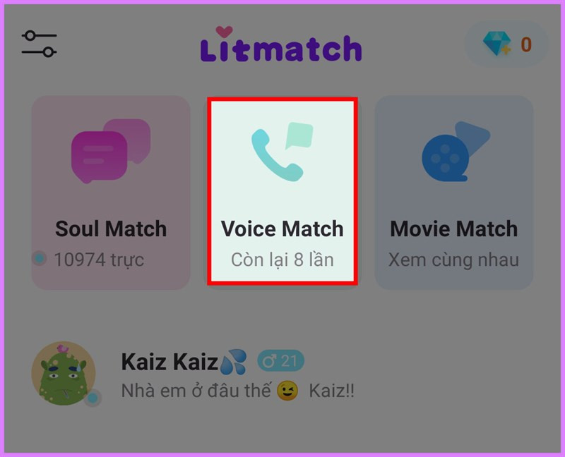 alt text: Tính năng Voice Match trên Litmatch