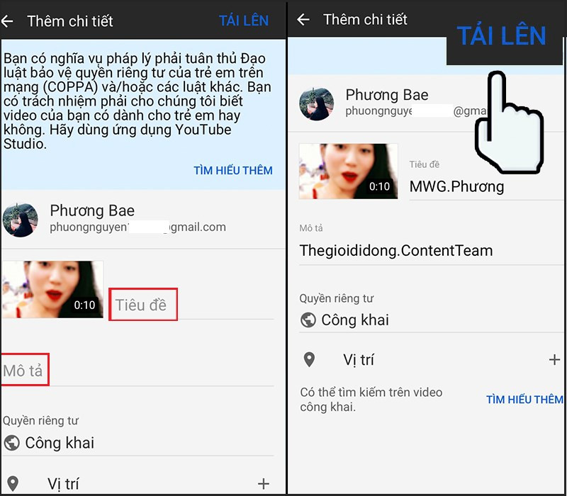 alt text: Xác nhận tải video lên YouTube