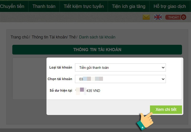 alt text: Xem chi tiết tài khoản trên máy tính