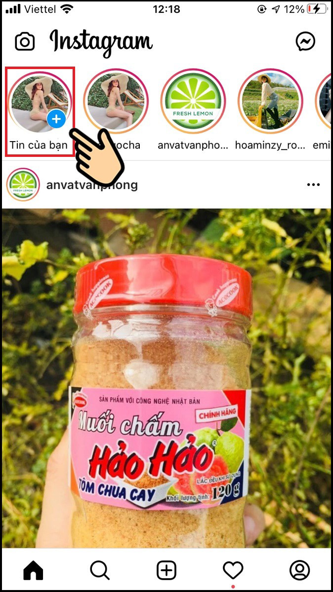 alt: Vào mục Tin của bạn trên Instagram