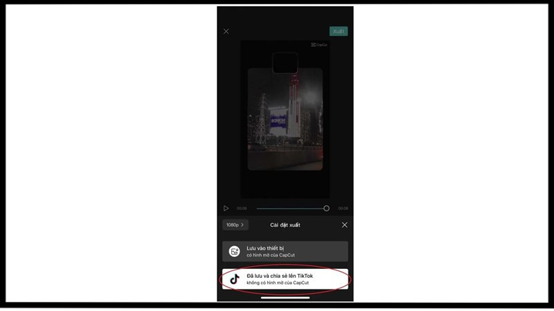 alt: Xuất video CapCut qua TikTok
