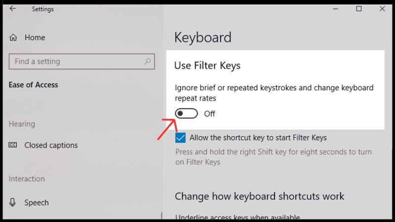 alt="Tắt Filter Keys"