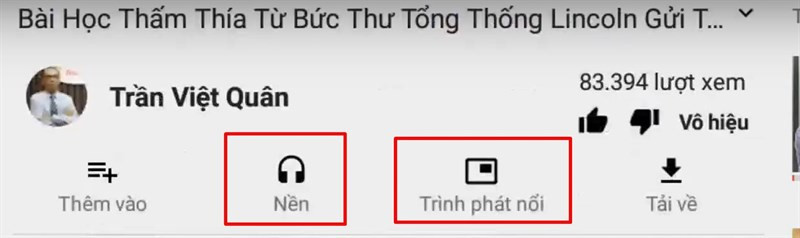 Bấm vào Nền và Trình phát nổi