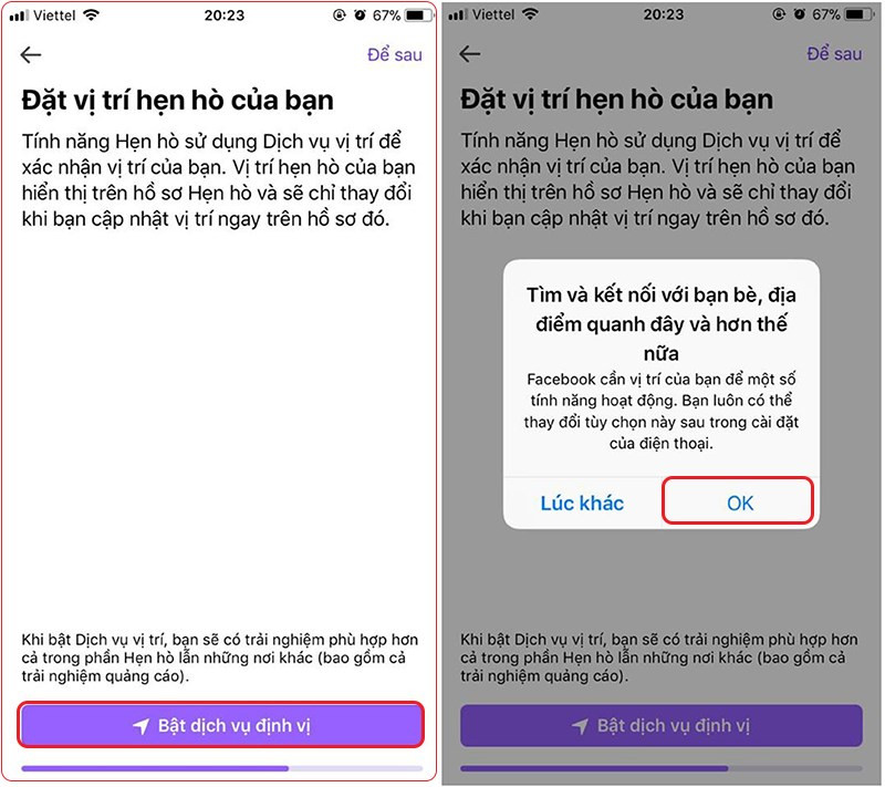 Bật dịch vụ định vị trên Facebook Dating