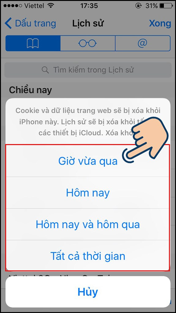 Các bước xóa lịch sử Safari trên iPhone