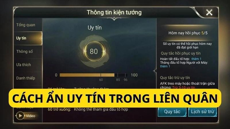 Cách ẩn uy tín trong Liên Quân