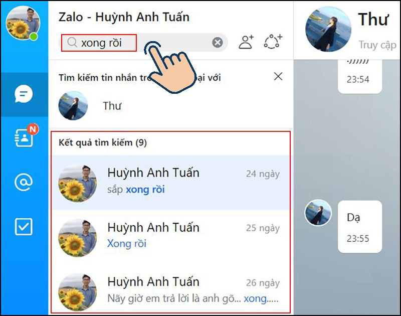 Thủ thuật tìm kiếm tin nhắn Zalo cũ nhanh chóng trên điện thoại và máy tính