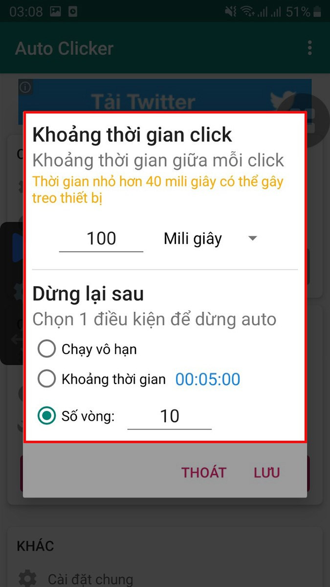 Cài đặt chế độ 1 mục tiêu