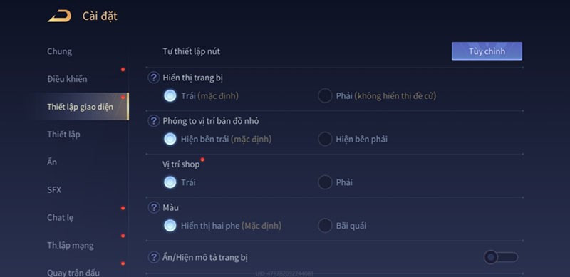 Cài đặt giao diện Liên Quân Mobile