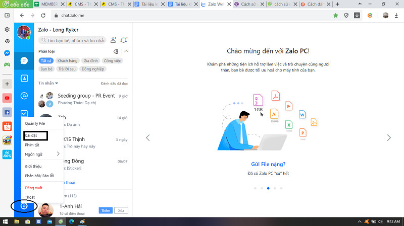 Cài đặt Zalo Web