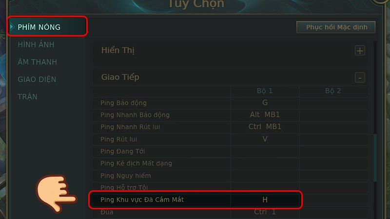 Cài phím ping có mắt